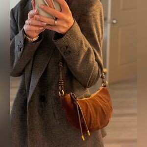 Chic Brown Crossbody Bag with 🍒 charm